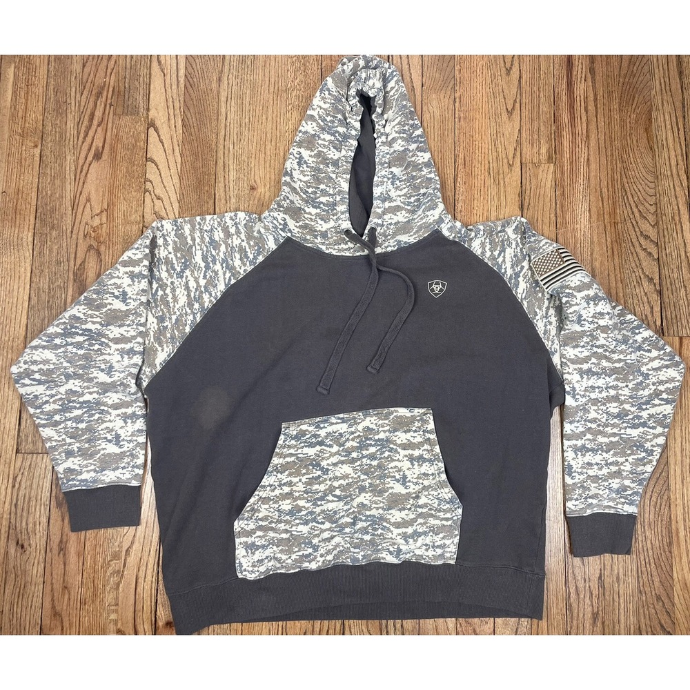 Ariat Digital Camo Hoodie Outdoor Embroidered Logo Sweatshirt Men's Size XL